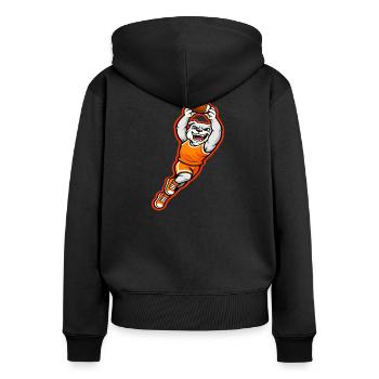 Bulldog Football Touchdown-Maskottchen - Frauen Premium Bio Zip Hoodie - Schwarz - Hinten - Julia (174cm)