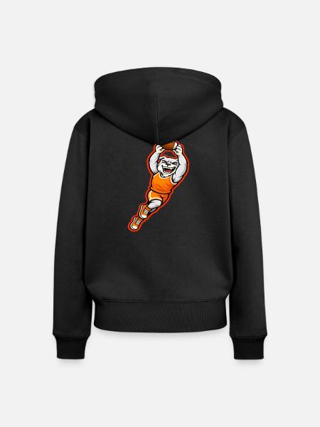 Bulldog Football Touchdown-Maskottchen - Frauen Premium Bio Zip Hoodie - Schwarz