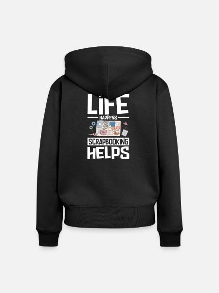 Scrapbooking hilft immer - Frauen Premium Bio Zip Hoodie - Schwarz
