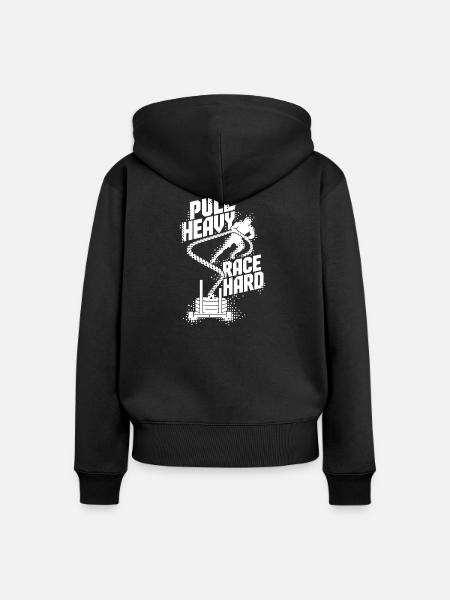 Pull Heavy Race Hard - Frauen Premium Bio Zip Hoodie - Schwarz
