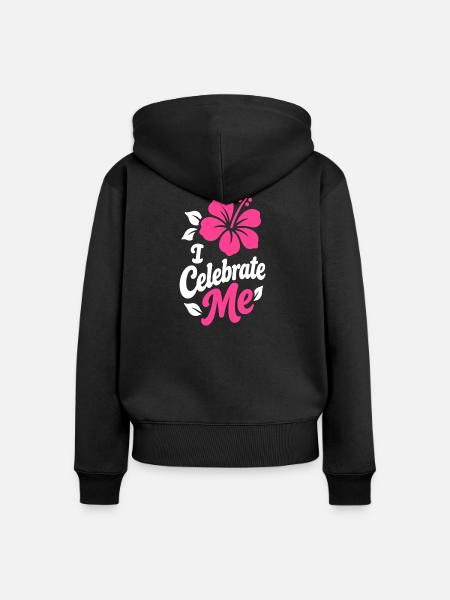 Ich feiere mein Hibiskus-Tee - Frauen Premium Bio Zip Hoodie - Schwarz