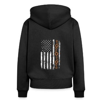 Mechanical Engineer - Maschinenbauingenieur Vintag - Frauen Premium Bio Zip Hoodie - Schwarz - Hinten - Julia (174cm)