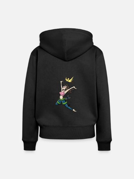Fliegende Kletterin mit Vogel - Frauen Premium Bio Zip Hoodie - Schwarz