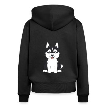 Humor kleiner Husky - Frauen Premium Bio Zip Hoodie - Schwarz - Hinten - Julia (174cm)