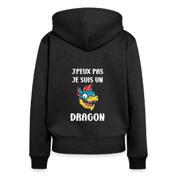 Bébé dragon - Sweat à capuche zippé Premium bio Femme - noir - Dos - Julia (174cm)