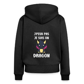 Bébé dragon - Sweat à capuche zippé Premium bio Femme - noir - Dos - Julia (174cm)