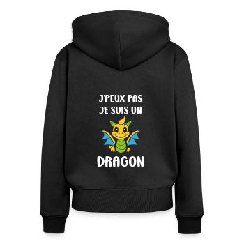 Bébé dragon - Sweat à capuche zippé Premium bio Femme - noir - Dos - Julia (174cm)