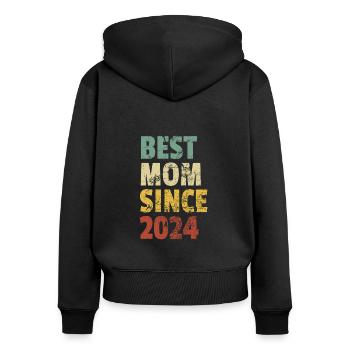 Beste Mama seit 2024 Muttertag Geburtstagszitat - Frauen Premium Bio Zip Hoodie - Schwarz - Hinten - Julia (174cm)