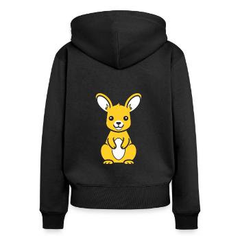 Känguru - Frauen Premium Bio Zip Hoodie - Schwarz - Hinten - Julia (174cm)
