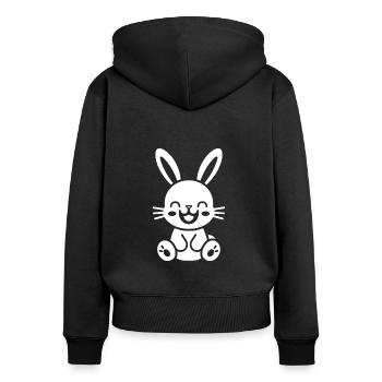 Petit bébé lapin - Sweat à capuche zippé Premium bio Femme - noir - Dos - Julia (174cm)
