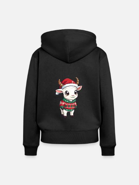 Bergziege Weihnachten - Frauen Premium Bio Zip Hoodie - Schwarz
