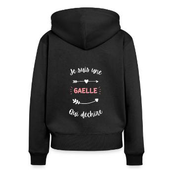 Je suis une Gaelle qui déchire - Sweat à capuche zippé Premium bio Femme - noir - Dos - Julia (174cm)