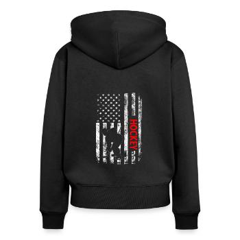 Eishockey Hockey Vintage Hockeyschläger Sprüche - Frauen Premium Bio Zip Hoodie - Schwarz - Hinten - Julia (174cm)