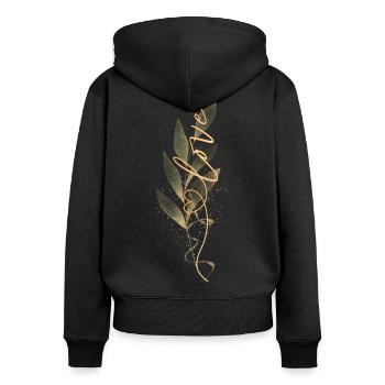 Amour - Sweat à capuche zippé Premium bio Femme - noir - Dos - Julia (174cm)
