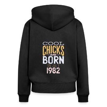 Juli 1982 - 40. Geburtstag Geschenk. Frau. - Frauen Premium Bio Zip Hoodie - Schwarz - Hinten - Julia (174cm)