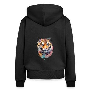 Wunderschöner Löwe - Frauen Premium Bio Zip Hoodie - Schwarz - Hinten - Julia (174cm)