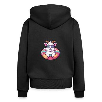 Chèvre de montagne Bande dessinée Cool - Sweat à capuche zippé Premium bio Femme - noir - Dos - Julia (174cm)
