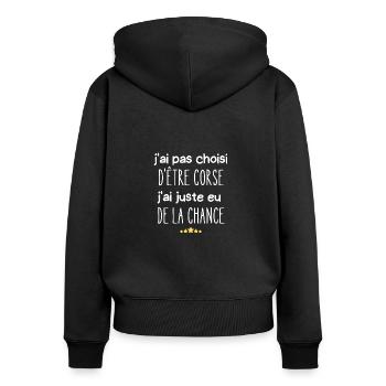 j'ai pas choisi d'être corse - Sweat à capuche zippé Premium bio Femme - noir - Dos - Julia (174cm)