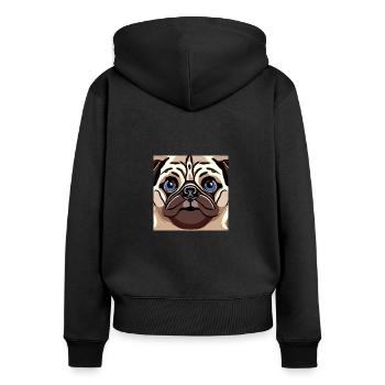 Süßer Mops - Frauen Premium Bio Zip Hoodie - Schwarz - Hinten - Julia (174cm)