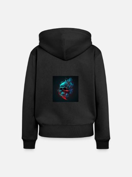 Rauchender Schädel - Frauen Premium Bio Zip Hoodie - Schwarz