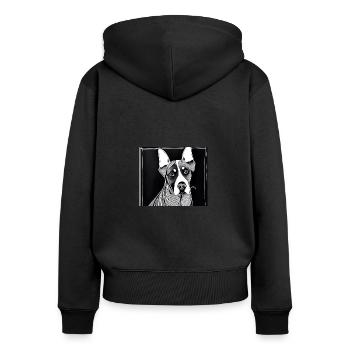 wuff wuff - Frauen Premium Bio Zip Hoodie - Schwarz - Hinten - Julia (174cm)