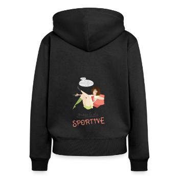 Die sportlichste Mutter - Frauen Premium Bio Zip Hoodie - Schwarz - Hinten - Julia (174cm)