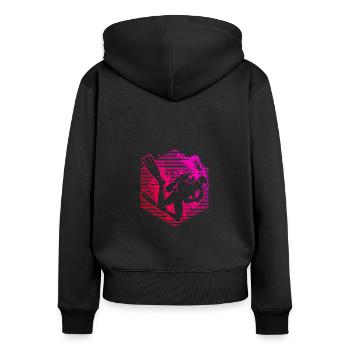 Plongeur Femme Plongeur Plongeur Homme - Sweat à capuche zippé Premium bio Femme - noir - Dos - Julia (174cm)