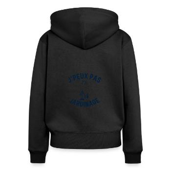 J peux pas j ai jardinage - Sweat à capuche zippé Premium bio Femme - noir - Dos - Julia (174cm)