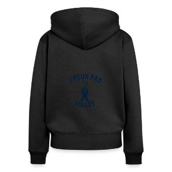 Ich kann nicht Volleyball spielen - Frauen Premium Bio Zip Hoodie - Schwarz - Hinten - Julia (174cm)