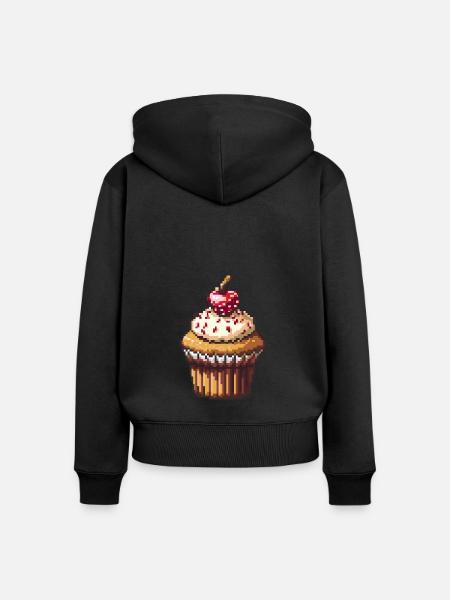 Muffin Pixel Gamer - Frauen Premium Bio Zip Hoodie - Schwarz