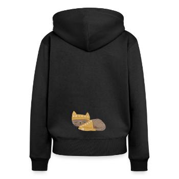 Schlafende Katze mit gelber Mütze Sticker - Frauen Premium Bio Zip Hoodie - Schwarz - Hinten - Julia (174cm)