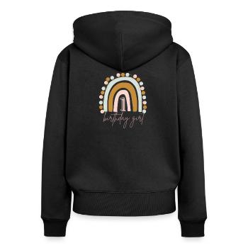 Regenbogen Birthday Girl 1 - Frauen Premium Bio Zip Hoodie - Schwarz - Hinten - Julia (174cm)