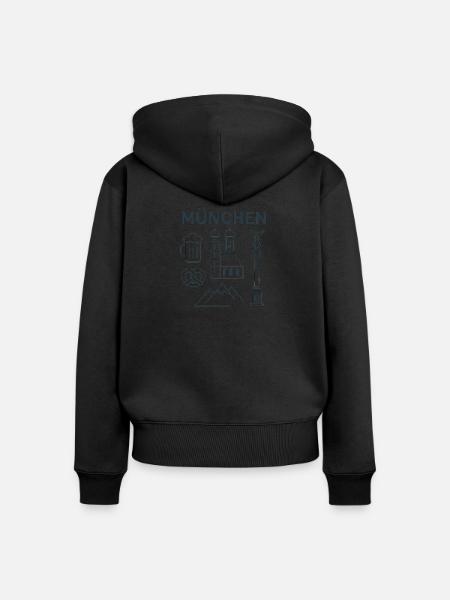 München - Frauen Premium Bio Zip Hoodie - Schwarz