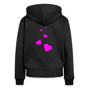 Herzen pink - Frauen Premium Bio Zip Hoodie - Schwarz - Hinten - Julia (174cm)