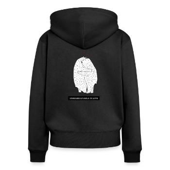 Ours aimants - Sweat à capuche zippé Premium bio Femme - noir - Dos - Julia (174cm)