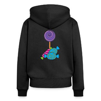 Bonbons - Sweat à capuche zippé Premium bio Femme - noir - Dos - Julia (174cm)