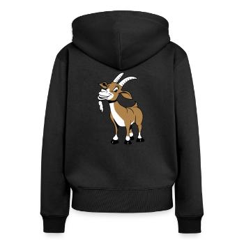 Goat laugh nicely - Women's Premium Organic Zip Hoodie - black - Back - Julia (174cm)