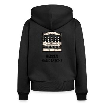 Herrenhandtasche Bier - Frauen Premium Bio Zip Hoodie - Schwarz - Hinten - Julia (174cm)
