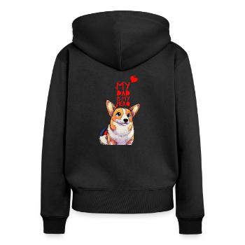 my dad is my hero - Frauen Premium Bio Zip Hoodie - Schwarz - Hinten - Julia (174cm)