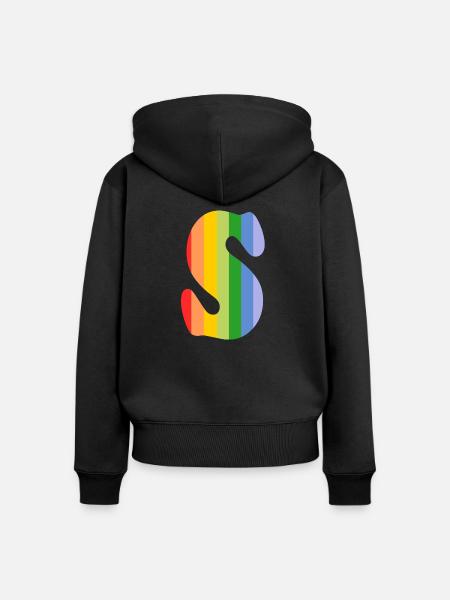 Buchstabe S Regenbogen - Frauen Premium Bio Zip Hoodie - Schwarz