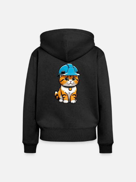 Leiter des Cat-Standorts - Frauen Premium Bio Zip Hoodie - Schwarz