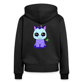 Kleines Einhorn - Frauen Premium Bio Zip Hoodie - Schwarz - Hinten - Julia (174cm)