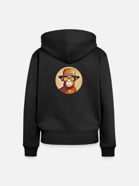 Monkey Business - Frauen Premium Bio Zip Hoodie - Schwarz