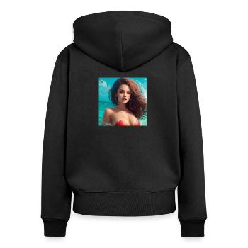 femme océan - Sweat à capuche zippé Premium bio Femme - noir - Dos - Julia (174cm)
