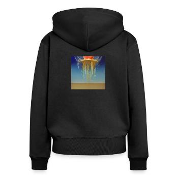 Méduses de surface - Sweat à capuche zippé Premium bio Femme - noir - Dos - Julia (174cm)