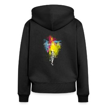 it wasn't me! - Sweat à capuche zippé Premium bio Femme - noir - Dos - Julia (174cm)