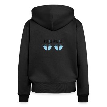 Schwangerschaft Zwillinge Baby Geschenk schwanger - Frauen Premium Bio Zip Hoodie - Schwarz - Hinten - Julia (174cm)