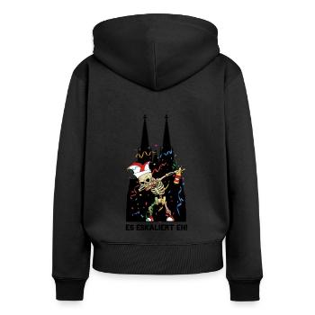 Karneval Kölle Alaaf Dabbing Skelett Fun - Frauen Premium Bio Zip Hoodie - Schwarz - Hinten - Julia (174cm)