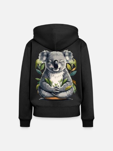 Koala Meditation - Frauen Premium Bio Zip Hoodie - Schwarz