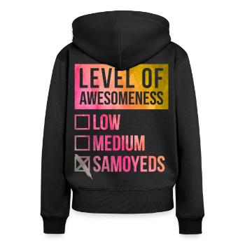 Samojeden - Frauen Premium Bio Zip Hoodie - Schwarz - Hinten - Julia (174cm)